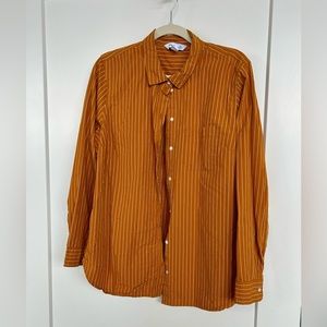 Old Navy gold striped button up shirt, size XL